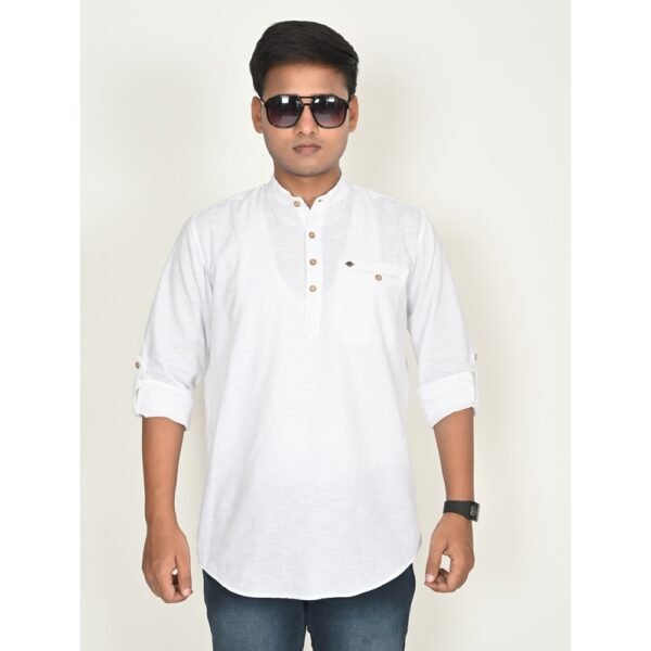 Men's White Regular Fit Full Sleeves Casual Kurta Shirt