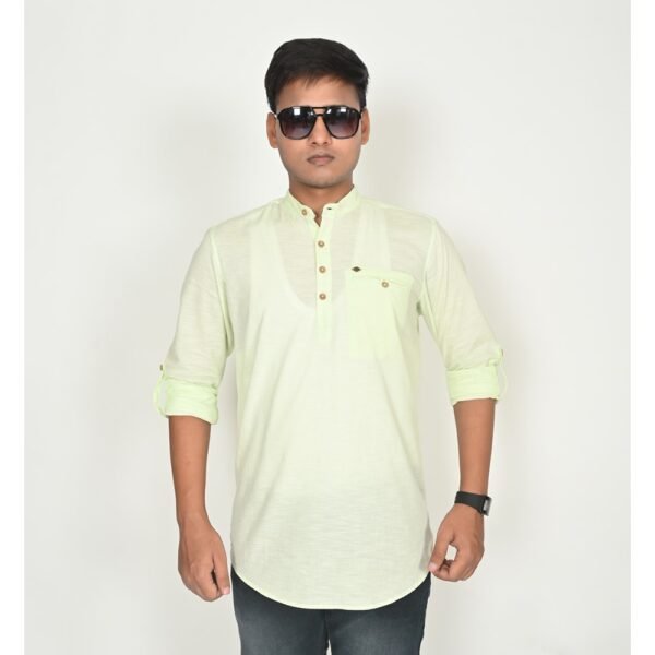 Men's White Regular Fit Full Sleeves Casual Kurta Shirt